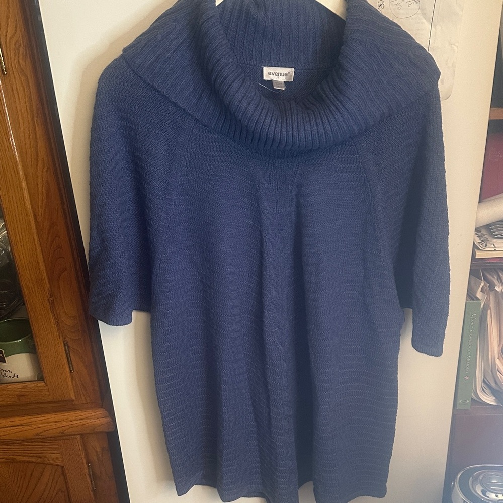 Avenue Navy Cowl Neck Sweater